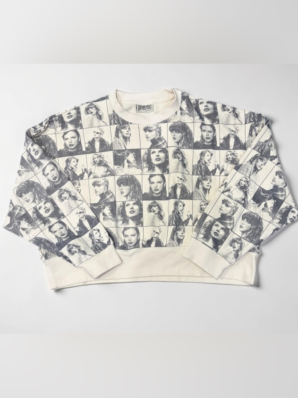 Taylor Swift Eras Tour Cropped Beige Pullover Crewneck Sweatshirt Sz Small NWOT